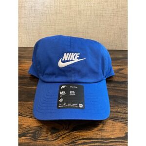 Nike Club Cap Blue White Logo Adult Unisex Adjustable Hat NEW M/L
